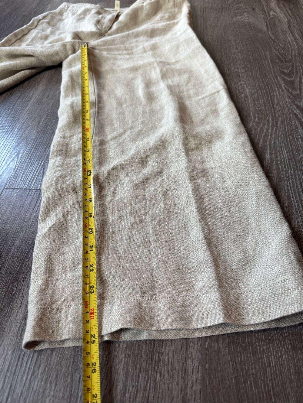 Eileen Fisher Organic Linen Wide Leg Crop Pants Flax Beige Culottes Size 4 - Picture 5 of 13